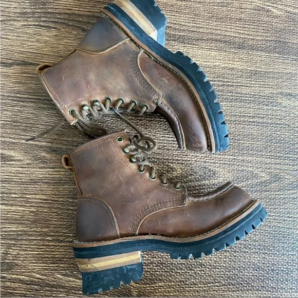 90s Skechers Laramie Engineer brown Leather Lace Up Ankle Boot - Picture 4 of 15